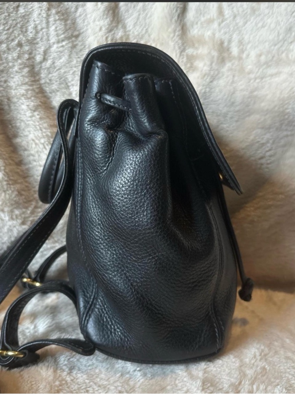 Coach Black Pebbled Mini Leather Drawstring Backpack - Picture 7 of 7